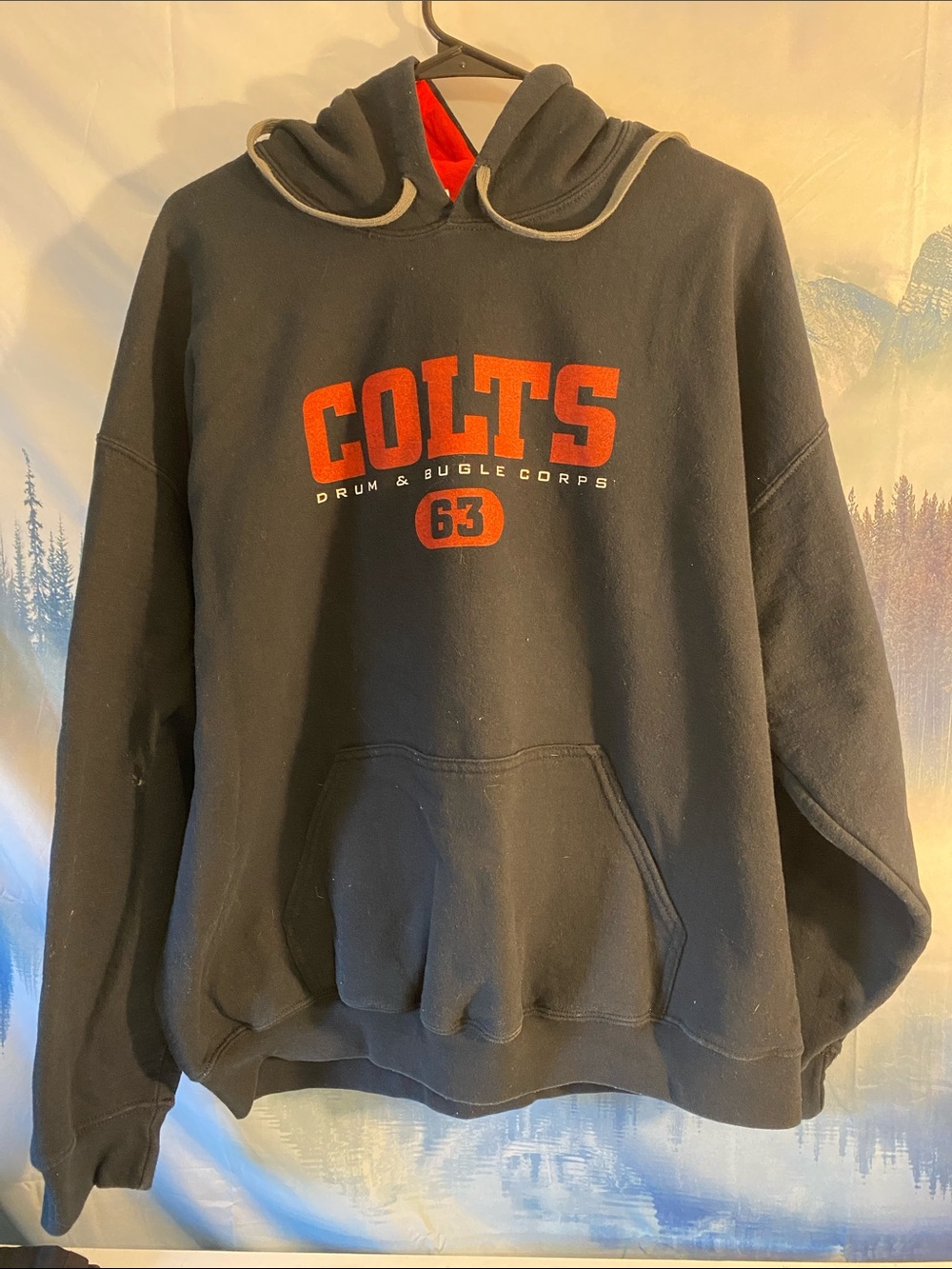 Colts Drum Corps DCI Black Hooded Sweatshirt with Red Logo